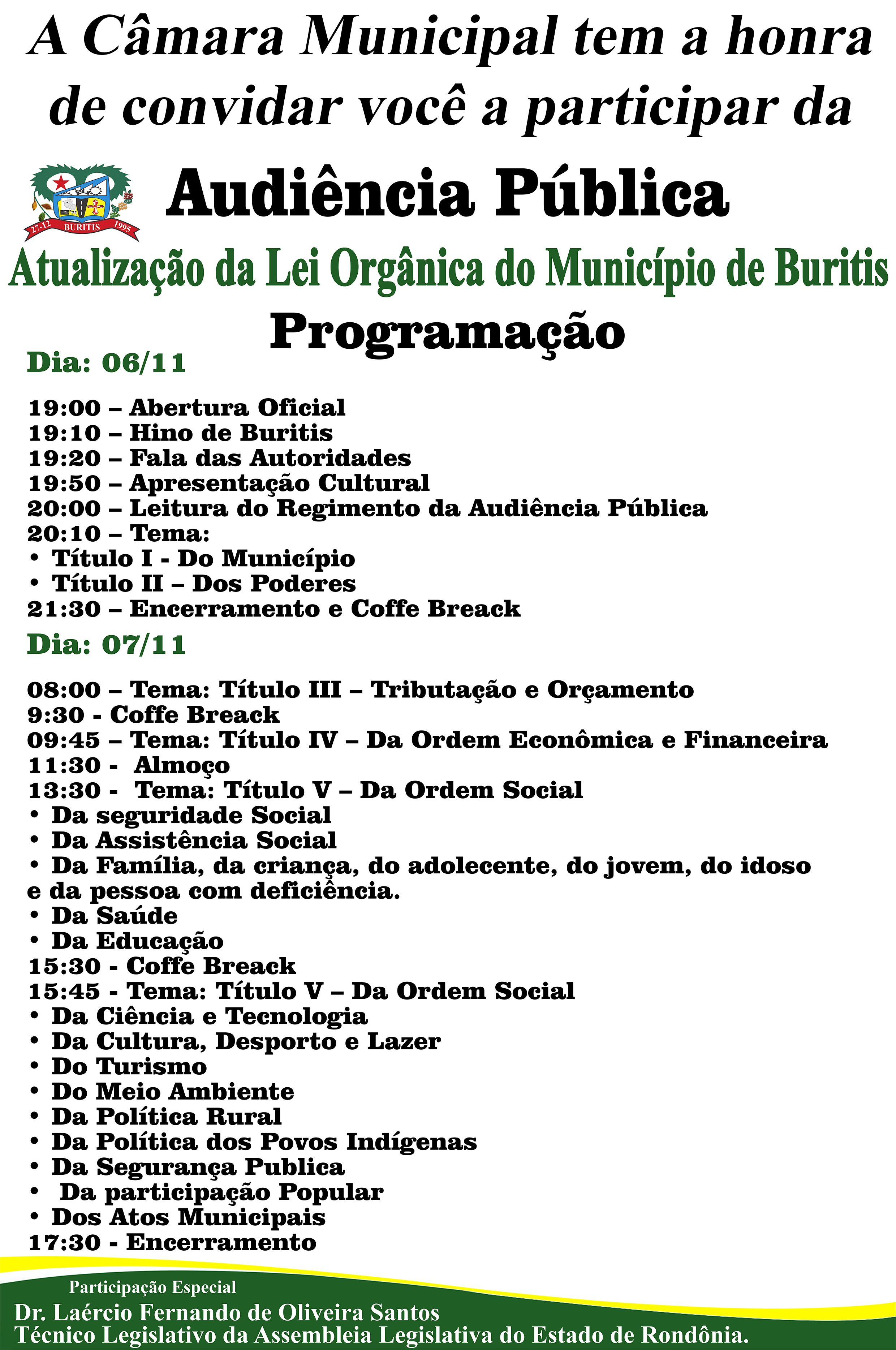 Convite Audiência Pública 06 e 07/11/2018