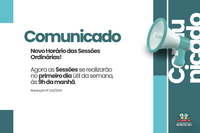 Sessões da Câmara passam a acontecer às 9h da manhã